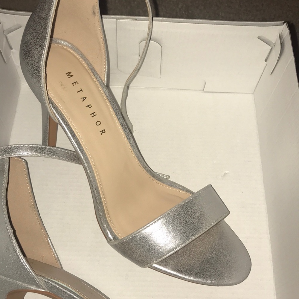 Silver metallic heels
